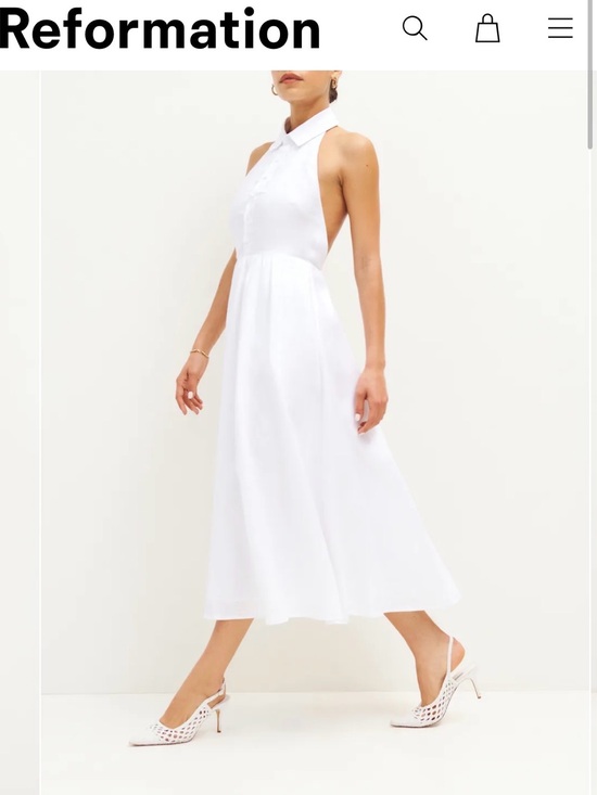 Reformation Dresses & Skirts - Reformation White Halter Collared Midi Dress